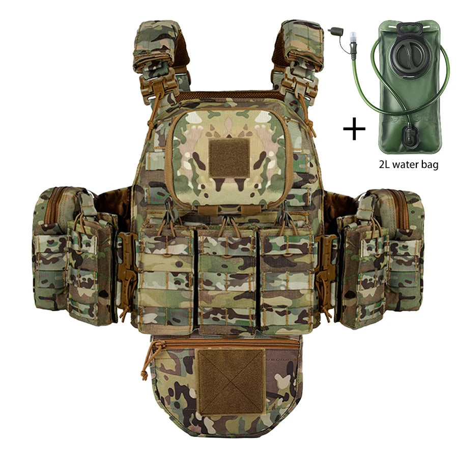 Outdoor Multifunctional Camouflage Vest with 2L Water Bag, Breathable and Comfortable Outdoor Adventure Equipment