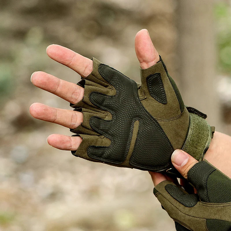 Tactical Fingerless Gloves with Hard Knuckle for Men Military Training Cycling Hiking Hunting Airsoft Work Gloves