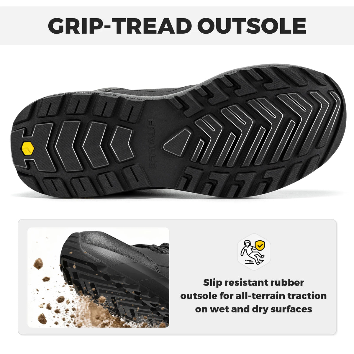FitVille Men's Boots Water Resistant Extra Wide Toe High-top Hiking Shoes for Men Non-Slip Outdoor Tactical Combat Military Boot