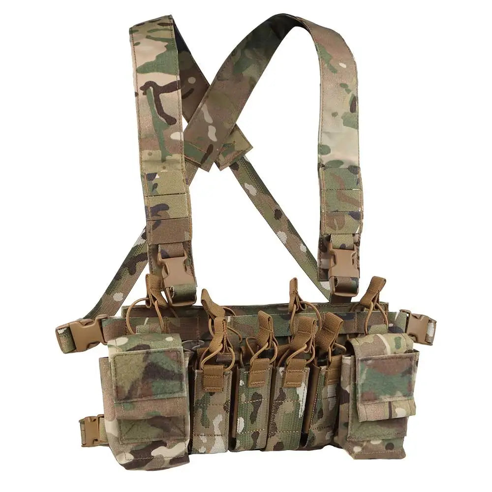 Tactical Vest Chest Rig D3CRX with 9mm 5.56 Modular Multi-function Quadruple Magazine Pouch Lightweight Gear