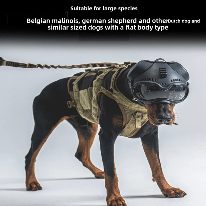 K9 Tactical Dog Helmet, Style Dog Tactical with Training Goggles, Protective Face Shield Working Dogs Out