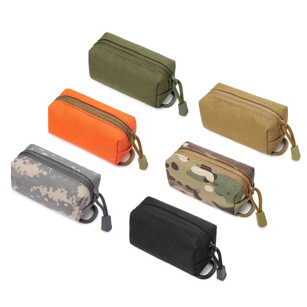 Outdoor  Tactical Mini EDC Zipper Pouch MOLLE Small Portable Nylon Key Coin Purse with D-Ring for Cycling Hunting Hiking Travel