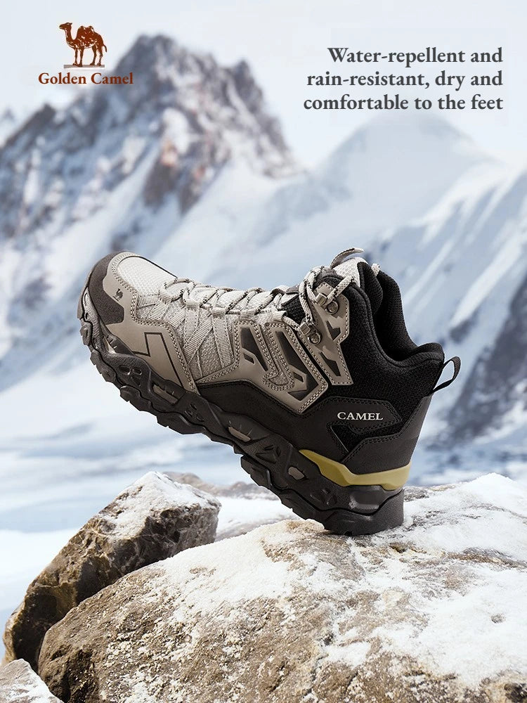 Golden Camel Men's Outdoor Hiking Boots High-Top Lace-Up Non-slip Sports Casual Trekking Boot 2025 Winter Suede Warm Women Shoes