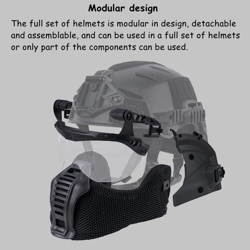 Tactical Helmet Set with Goggles Mouth Ear Guard Wendy3.0 Style Hunting Airsoft Training Game Paintball Shooting Helmet Set