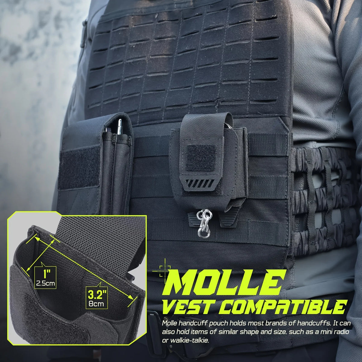 1Pc 1000D Nylon Quick Release MOLLE Handcuff Pouch Tactical Tool Hanging Bag For Belt Vest Outdoor Safety Storage Waist Pack