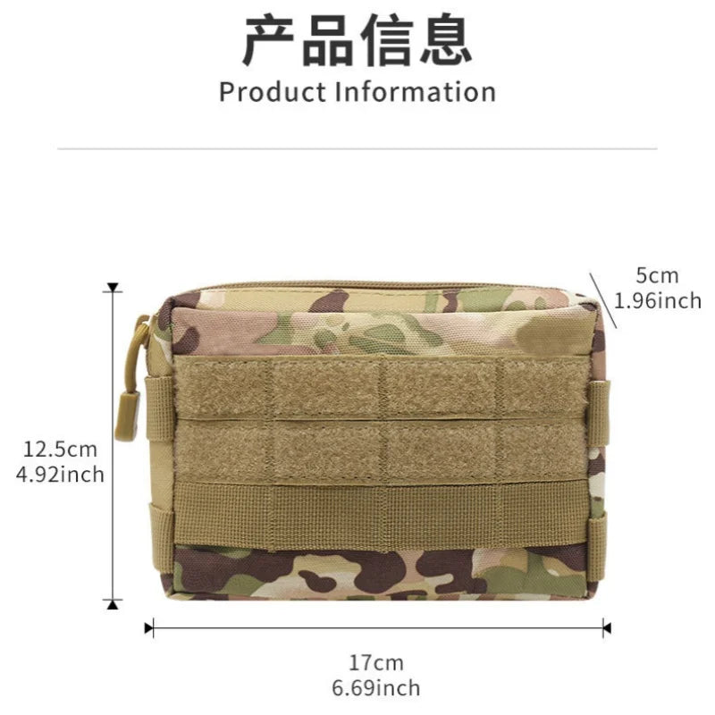 Tactic EDC Waist Bag 600D Molle Camo Pouch Outdoor Utility Medical First Aid Bag Sports Hunting Commuter Key Holder