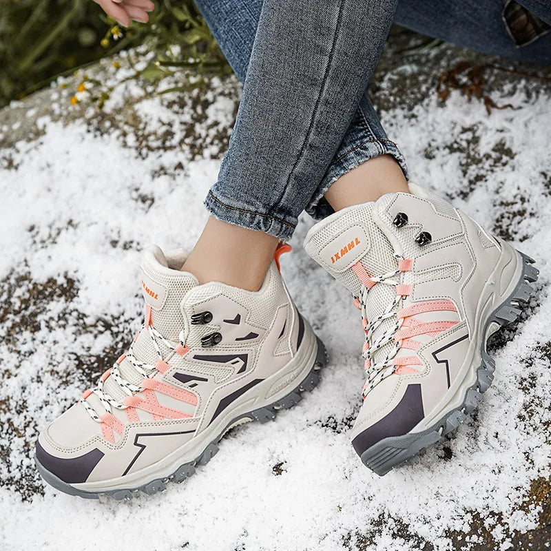 Men's Hiking Shoes Women's Plus Velvet Warm Hiking Shoes Rainproof Non-slip Hiking Shoes Outdoor Hunting Tactical Sports Shoes