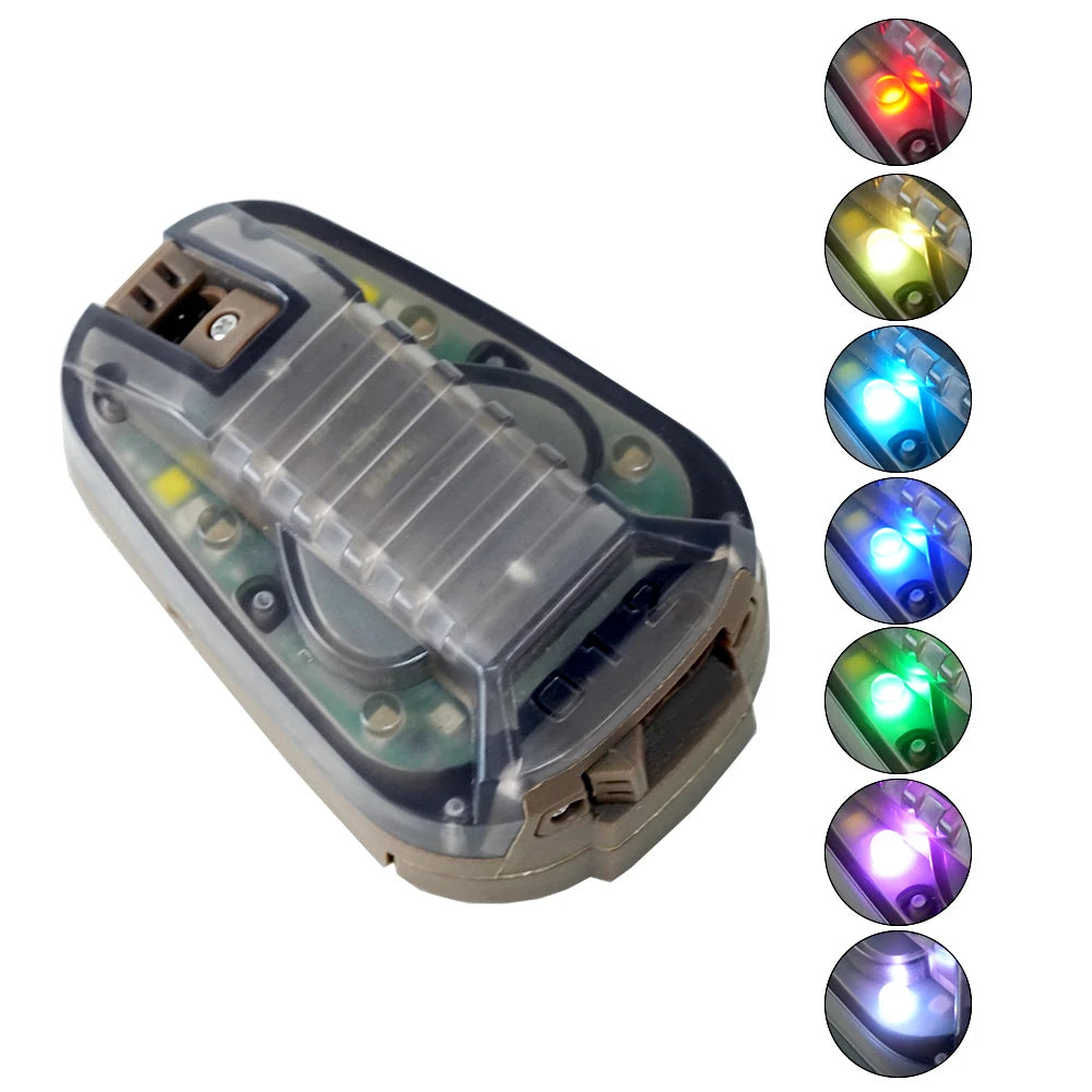 BOOIU Tactical Light IR Strobe Seven Colorful Outdoor Camping Survival Safety Signal Flash Lamp Waterproof Hiking Helmet Light