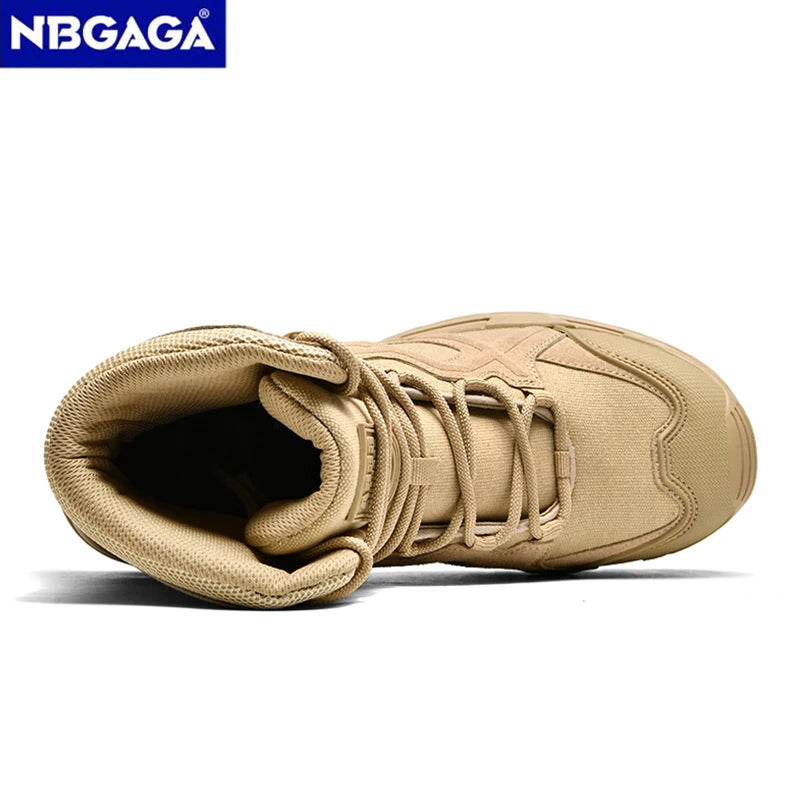 Outdoor Men's Tactics Combat Training Boots Anti Slip and Wear-resistant Off-Road Sports Hiking Shoes Fishing Hunting Sneakers