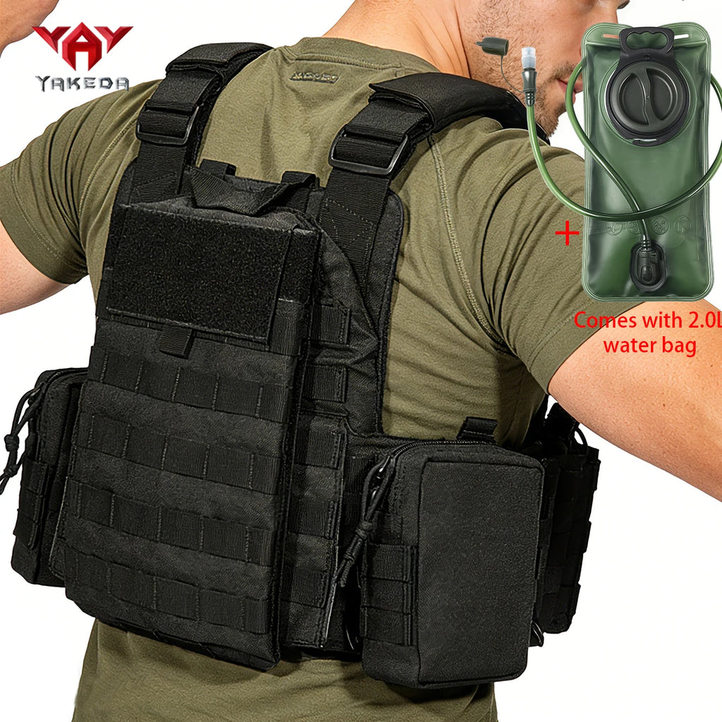 YAKEDAMOLLE Modular Hunting Tank Top, Comes with 2L Soft Water Bag, Adjustable Shoulder Strap with Multiple Device Bags