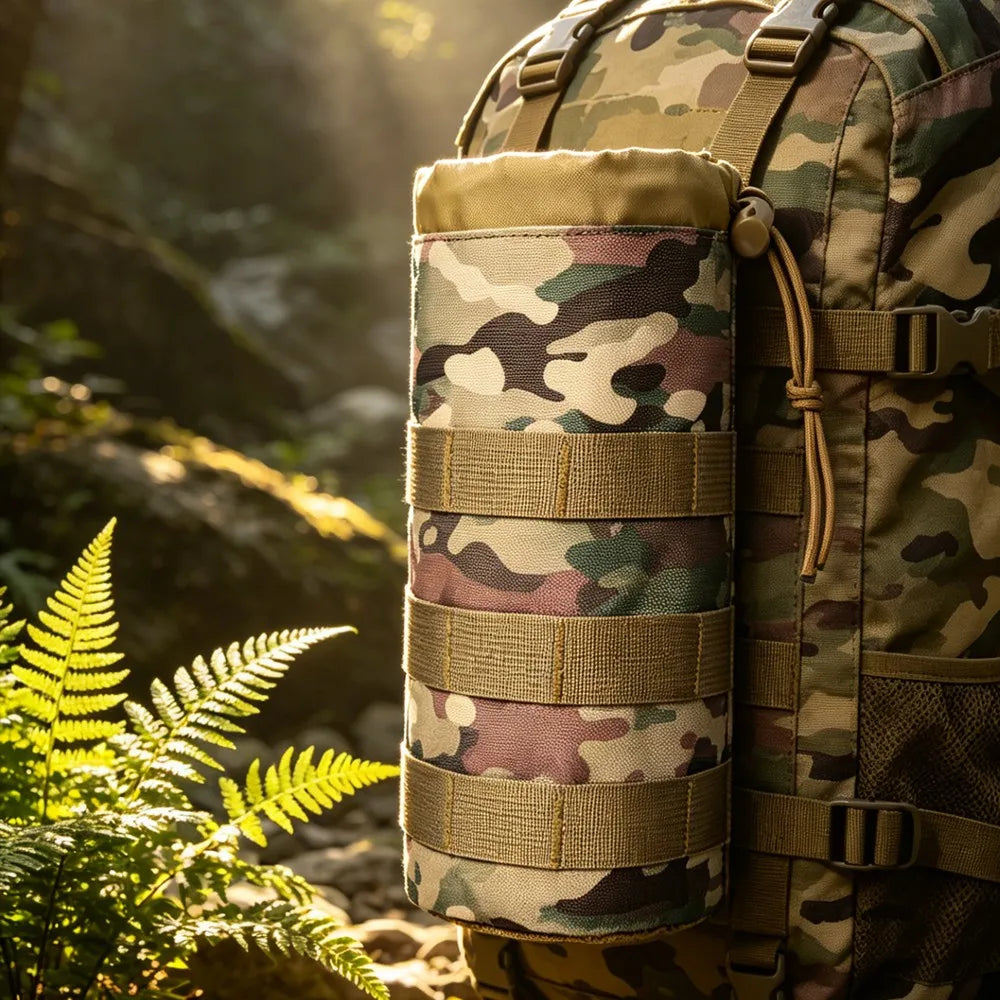 New MOLLE Tactical Water Bottle Holder 600D Nylon Drawstring Water Bottle Pouch for Outdoor Hunting Hiking Camping,6 Colors
