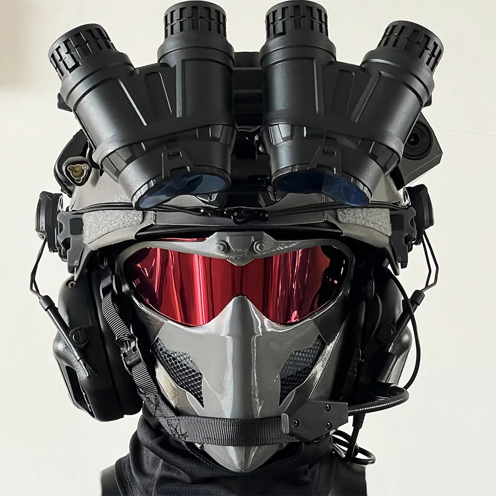 Airsoft Helmet Set with Tactical Headset GPNVG18 Non-Function Night Vision Mask Signal Light for Delta Operation Game Cosplay