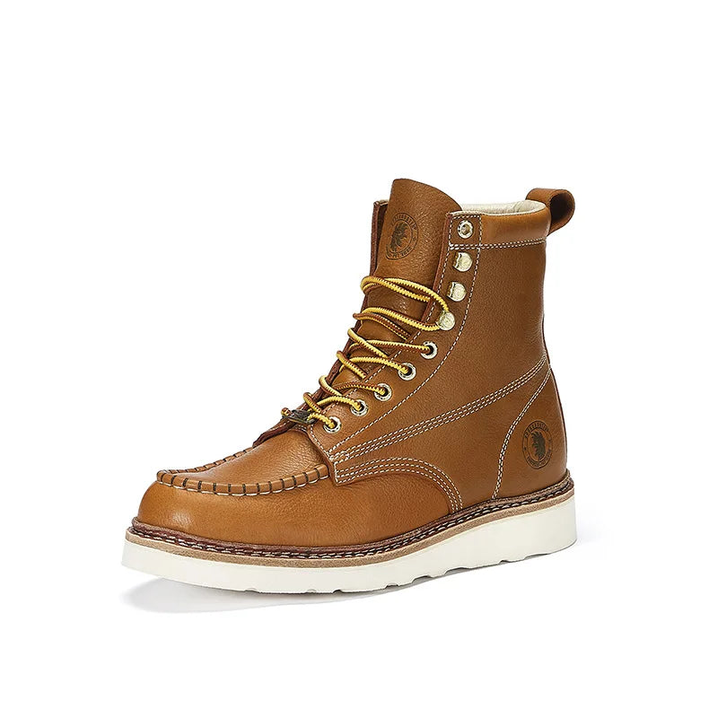ROCKROOSTER cowhide motorcycle tooling boots men Hiking Shoes Waterproof Tactical Shoes Hunting goodyear Boots Camping Sneakers