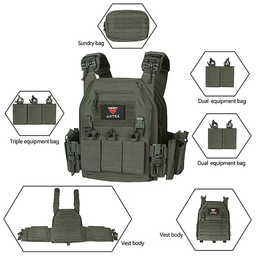 Outdoor quick release vest with multifunctional laser abrasion resistance and breathability