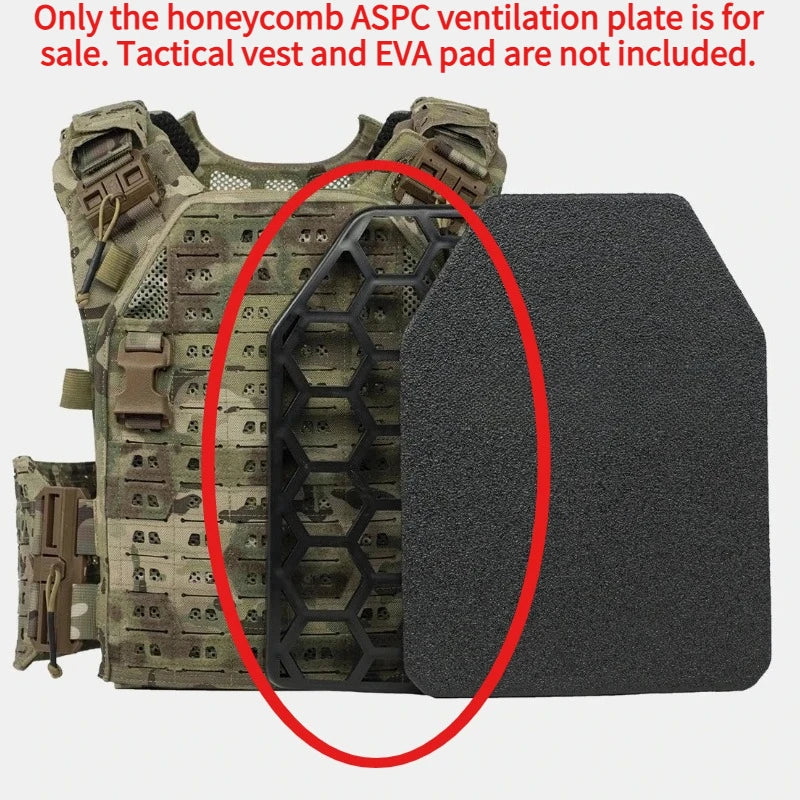 ASPC Honeycomb Ventilated Back Support Plate For Tactical Plate Carrier Vest, Breathable Airflow Rigid Insert Board