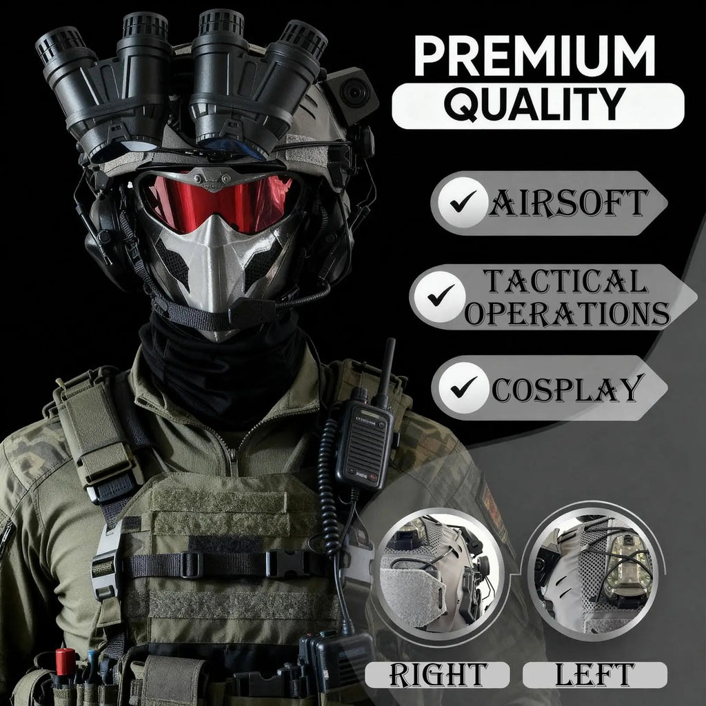 Tactical Helmet Set 9-in-1 Airsoft Full Face Protection Helmet Set with Mask Headphones NVG Dummy Model Mask for CS Cosplay Game