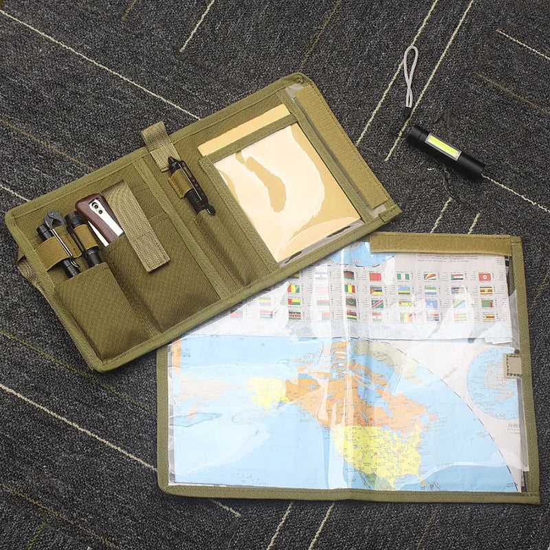 Map Case, Tactical Notebook, Multifunctional Water-Resistant Map Case for Military Hiking, Tactical, Outdoor Activities