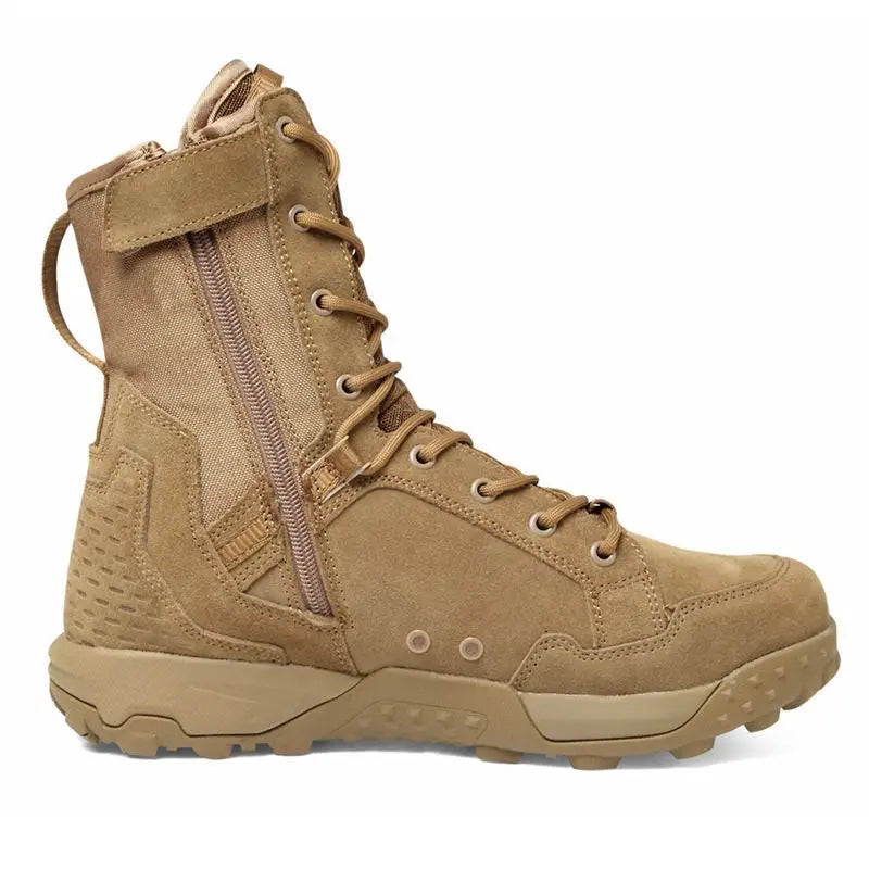Combat Real Leather Boots Men Climbing Training Lightweight Waterproof Tactical Boots Outdoor Hiking Breathable Mesh Shoes