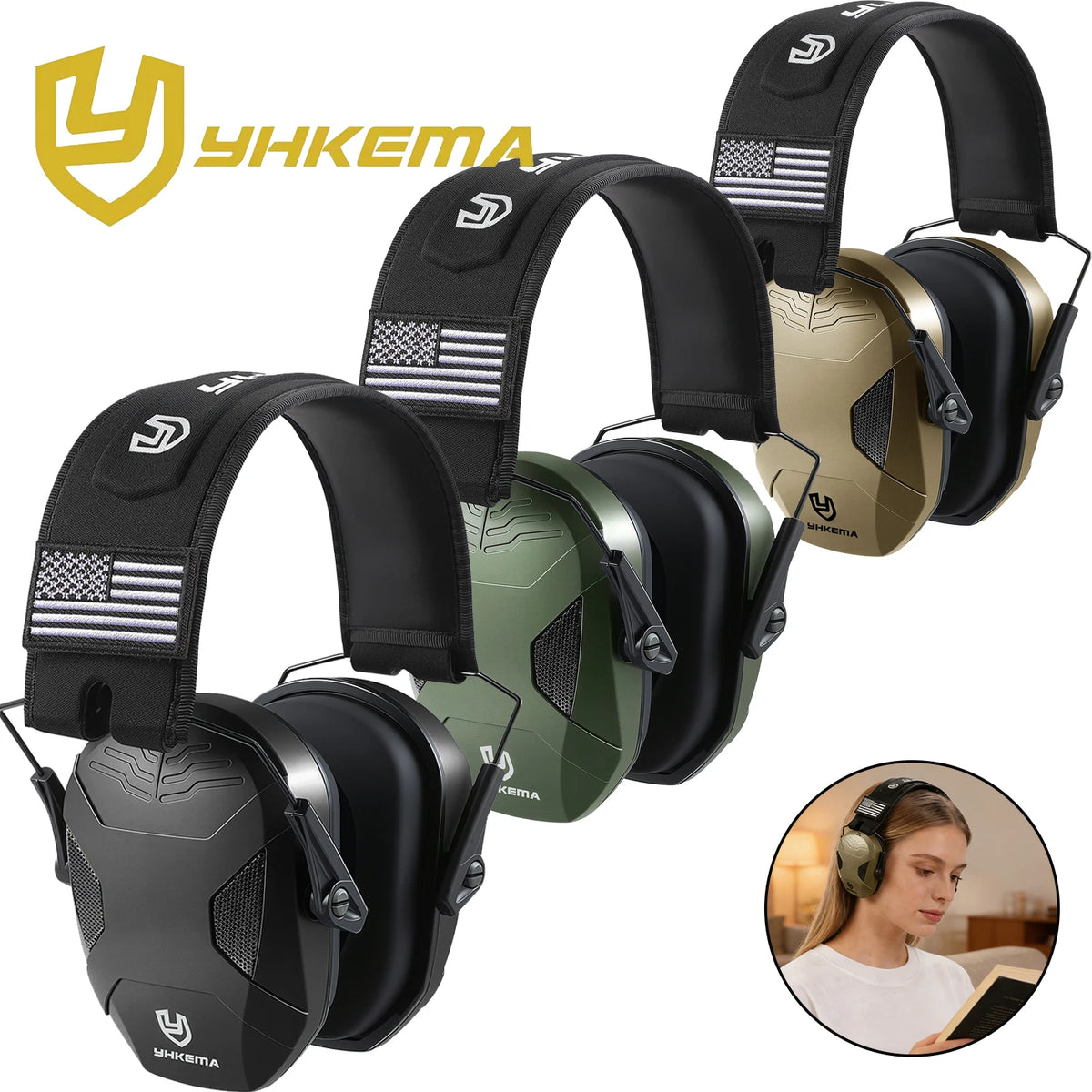 YHKEMA P40 Compact Shooting Earmuffs – Passive Noise Reduction Safety Hearing Protector for Gun Range Hunting