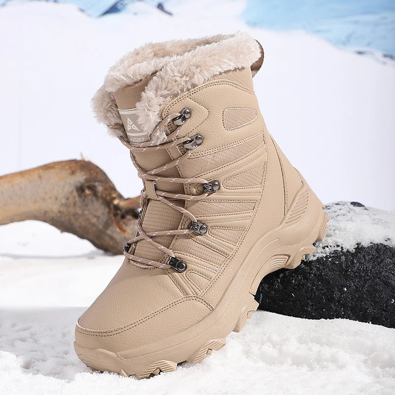 Vintage Style Winter Men Hiking Boots Microfiber Leather Snow Boots Man Plush Warm Causal Shoes Male Sneakers Ankle Boots Botas