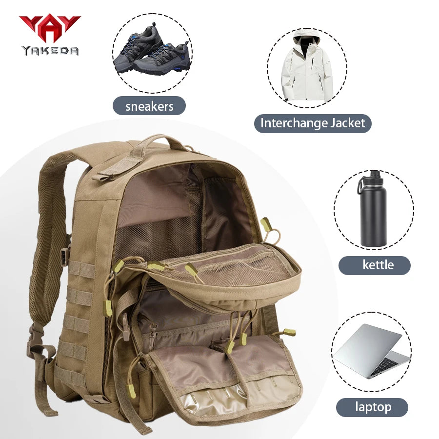 YAKEDA Outdoor sports backpack, men's and women's hiking bag, multifunctional, wear-resistant, breathable, large capacity