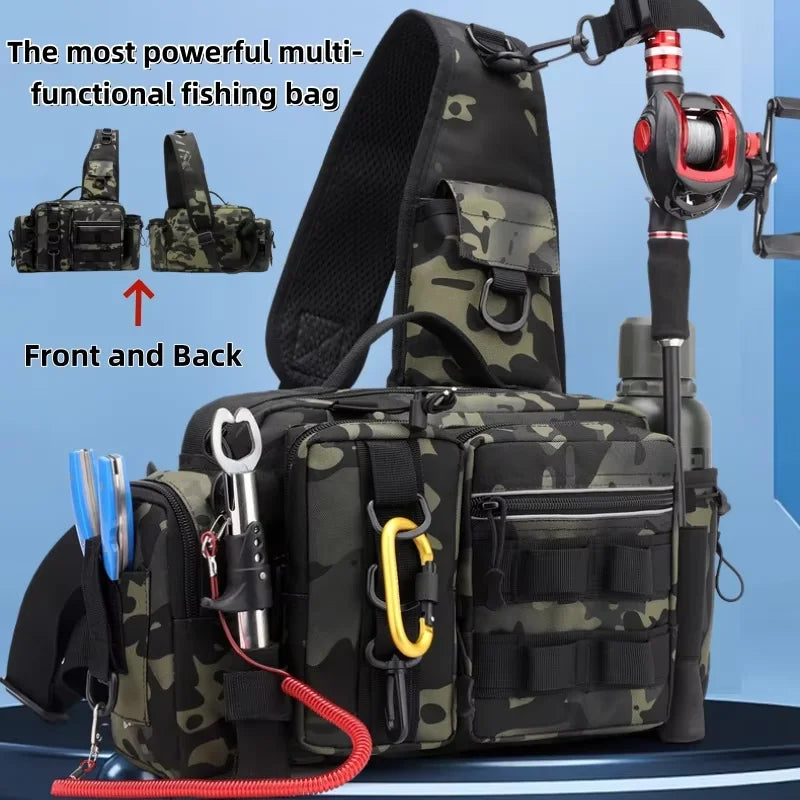Outdoor Fishing Bag, with a Built-in Storage Space for Holding Fishing Bait and a Place to Fix the Fishing Rod Tactical Bag.