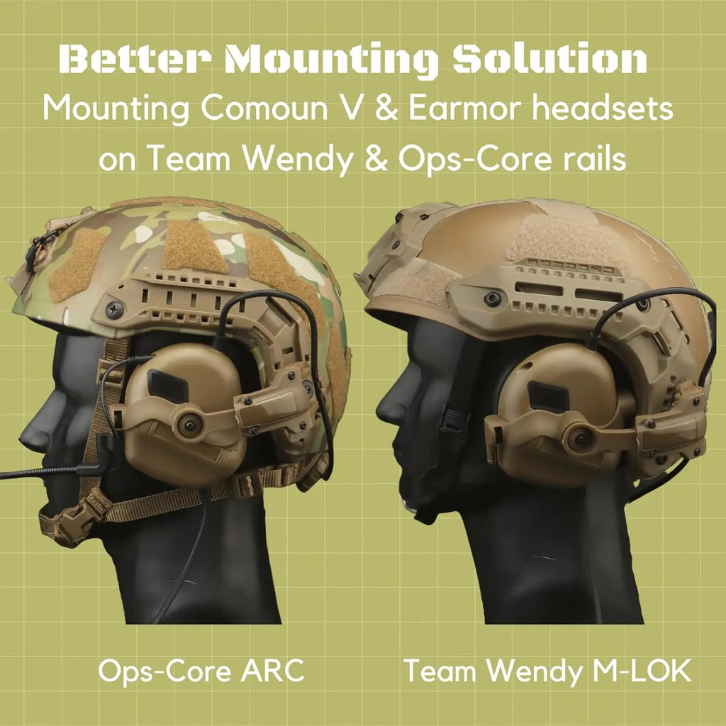 Tactical Headset Holder Fast Helmet Rail Mount Adapter Multi-Angle Rotation Pickup Headphone Bracket OPS CORE ARC/Wendy