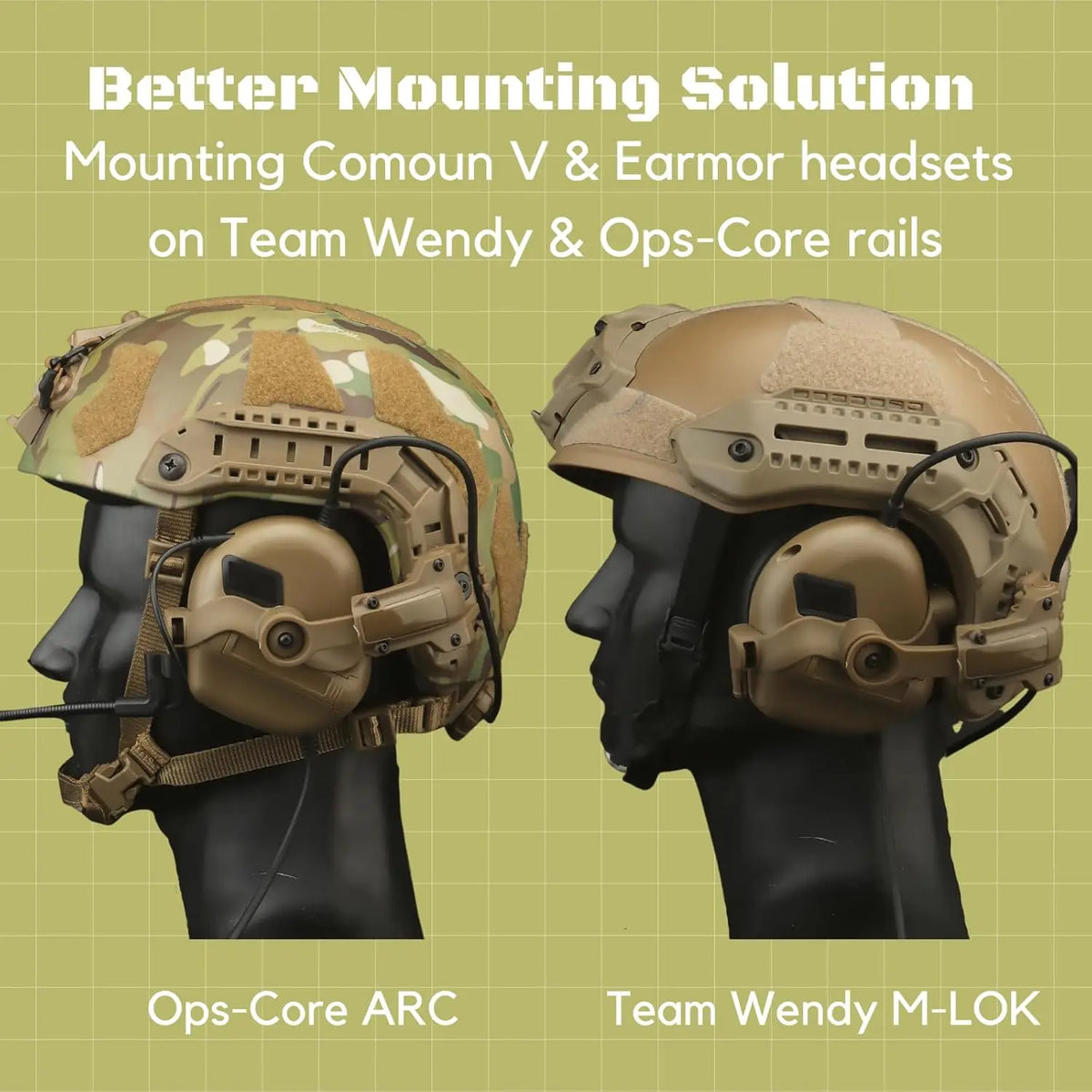 Tactical Headset Holder Fast Helmet Rail Mount Adapter Multi-Angle Rotation Pickup Headphone Bracket OPS CORE ARC/Wendy