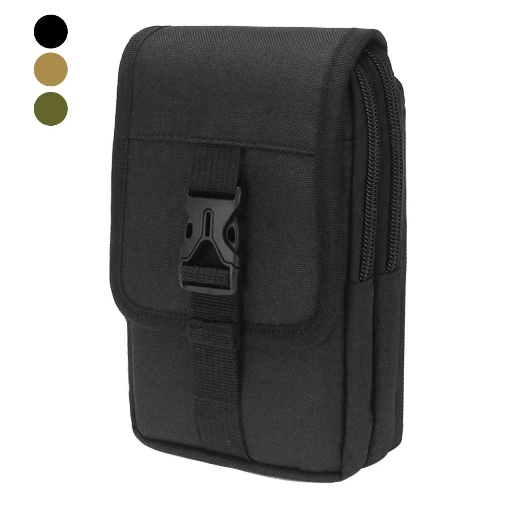 1× Black EDC Molle Bag Purse Double Layer Outdoor Waterproof Waist Fanny Pack Men Phone Pouch Camping Hunting Tactical Waist Bag