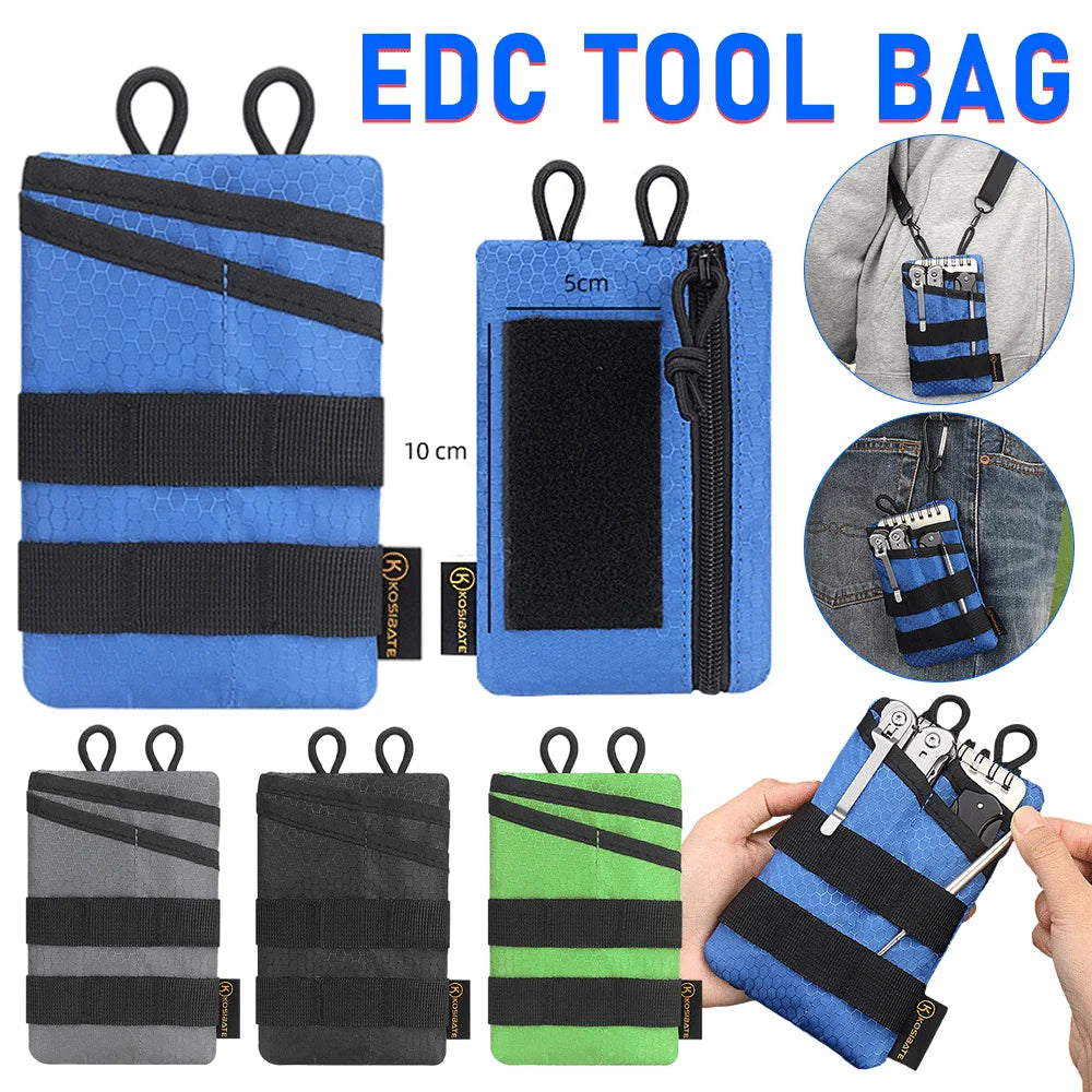 Portable EDC Tool Bag Oxford Lightweight Mini EDC Pouch Sundries Bag Foldable Wear Resistant Organizer for Camping Hiking Sports
