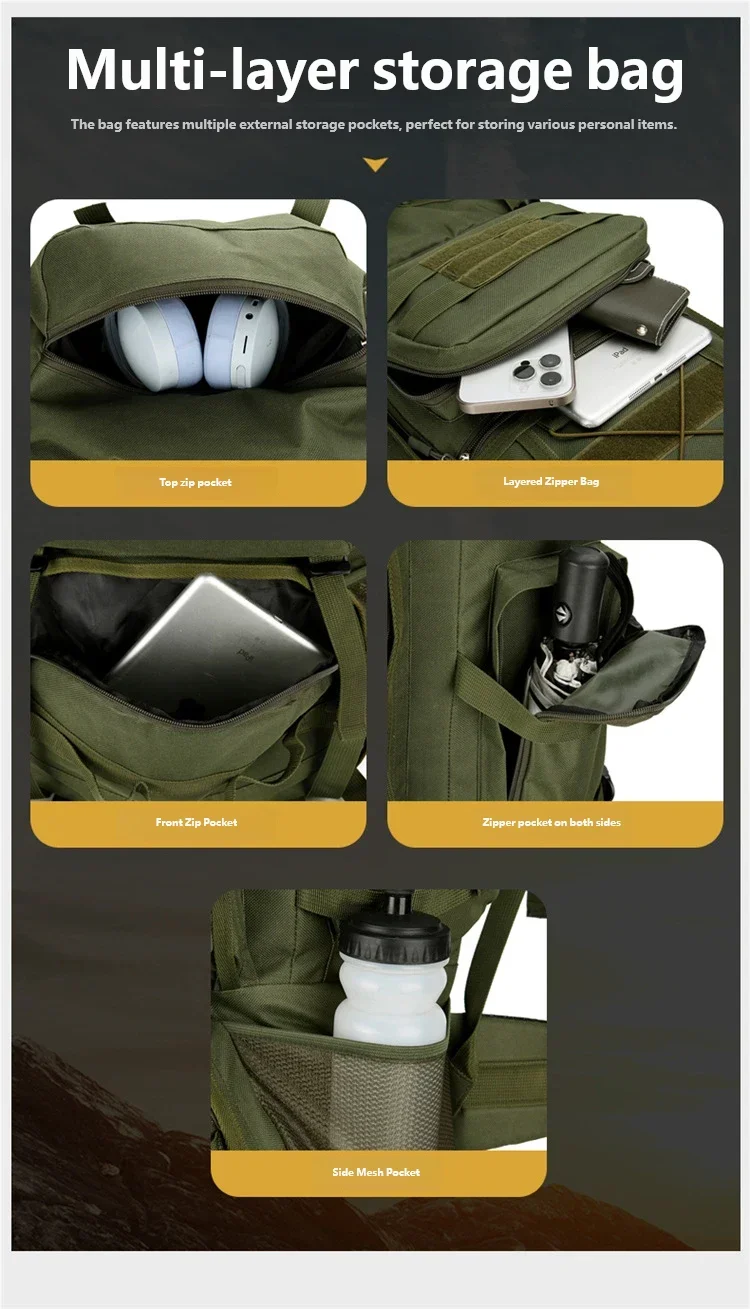 80L MOLLE Mountaineering Bag Waterproof Climb Bag Tactical Backpacks Large Backpack Outdoors Hiking Camping Travel Bags