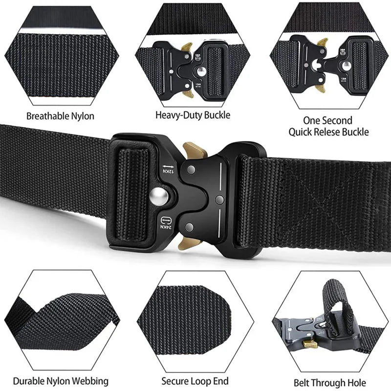 Best Men's Tactical Belt Versatile Outdoor Hunting Canvas Belt Golf Combat Survival High Quality Canvas Nylon Sport Belt for Man