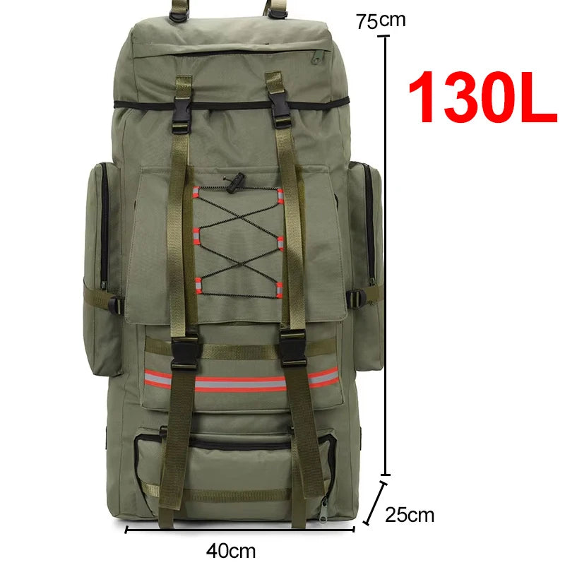 130L 80L Hiking Camping Backpack Travel Large Luggage Bag Trekking Outdoor Sports Pack Molle Trekking Rucksack For Men Big Bag