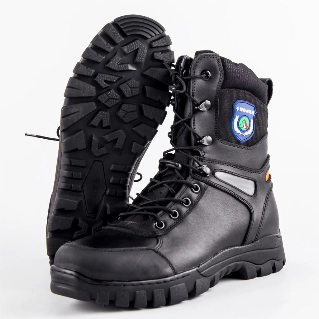 Anti Smashing Puncture Cowhide Material Forest Protection Combat Boots Emergency Rescue Outdoor Hunting Protective Labor Shoes