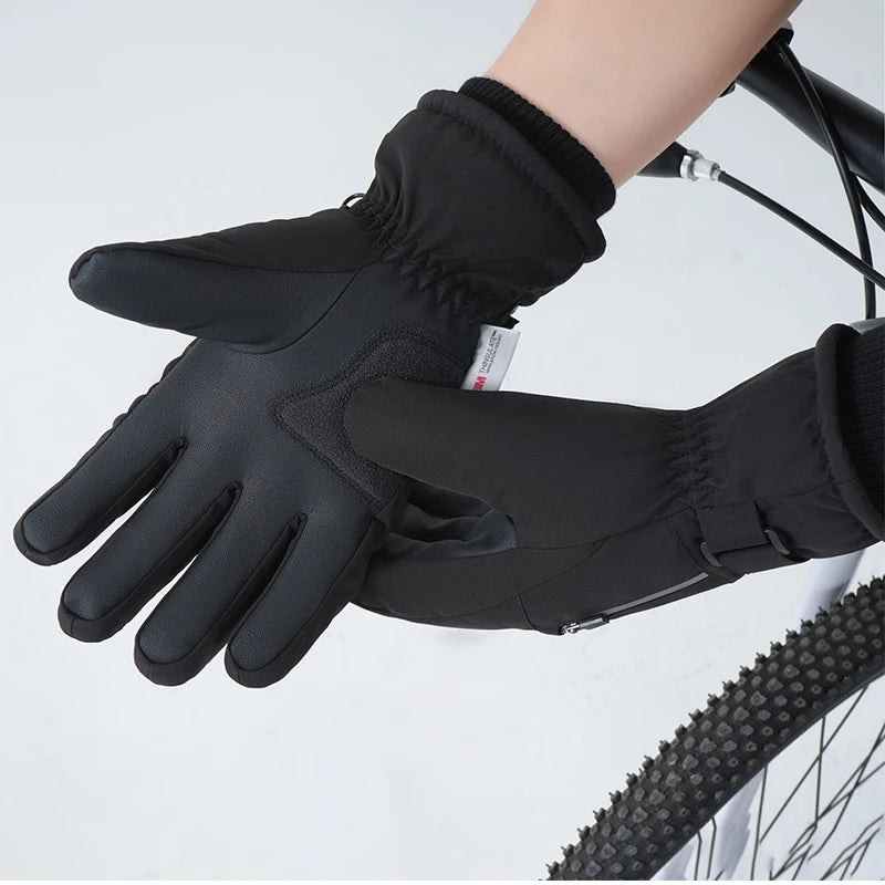 CHRLCK Winter Thermal Full Finger Cycling Gloves Men Women Windproof Waterproof Bicycle Gloves Fleece Sking Riding Gloves