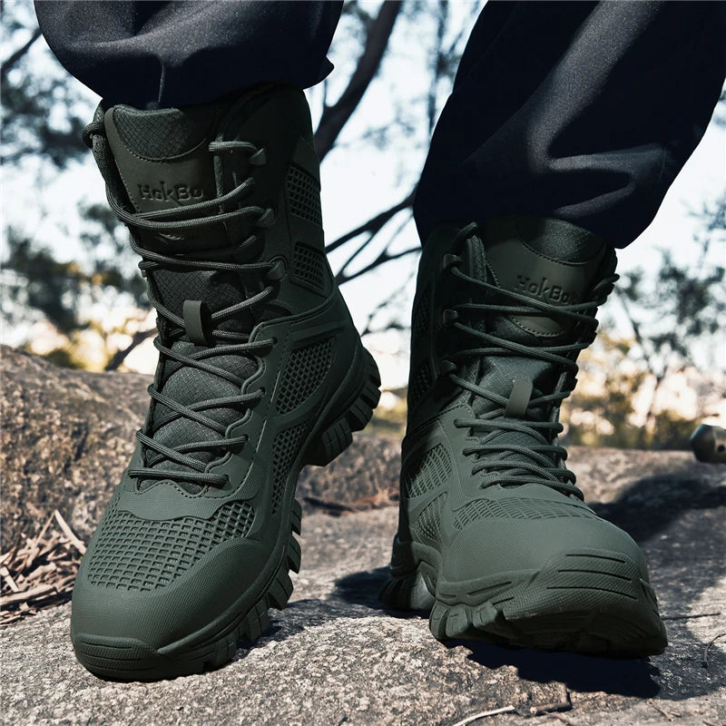 Men's Hiking Boots Leather Waterproof Climbing Trekking Sneakers Anti -slip Outdoor Field Combat Training Sneakers Hunting Shoes