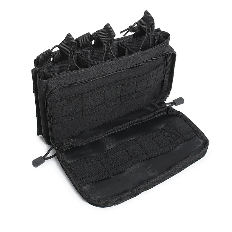 Quick-Draw Triple Mag Pouch, Rifle Ammo Cartridge Holder for 5.56mm/7.62mm, Molle Accessory Bag for Tactical Hunting & Airsoft