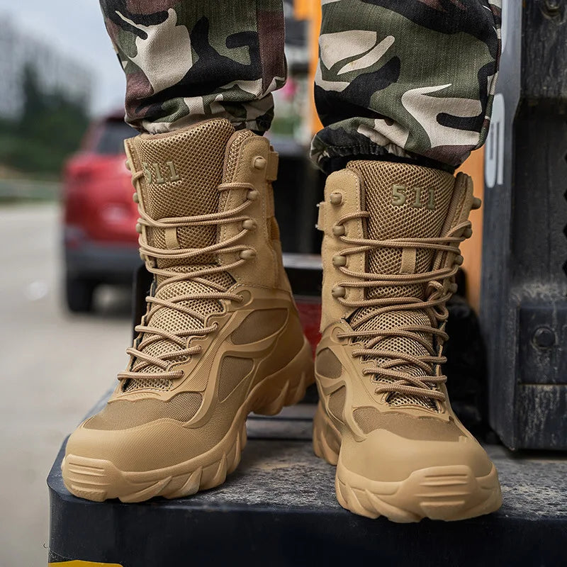Lynjacye Large Size 48 47 Sports High Top Military Boots Male Special Forces Combat Boots Desert Outdoor Hiking Shoes