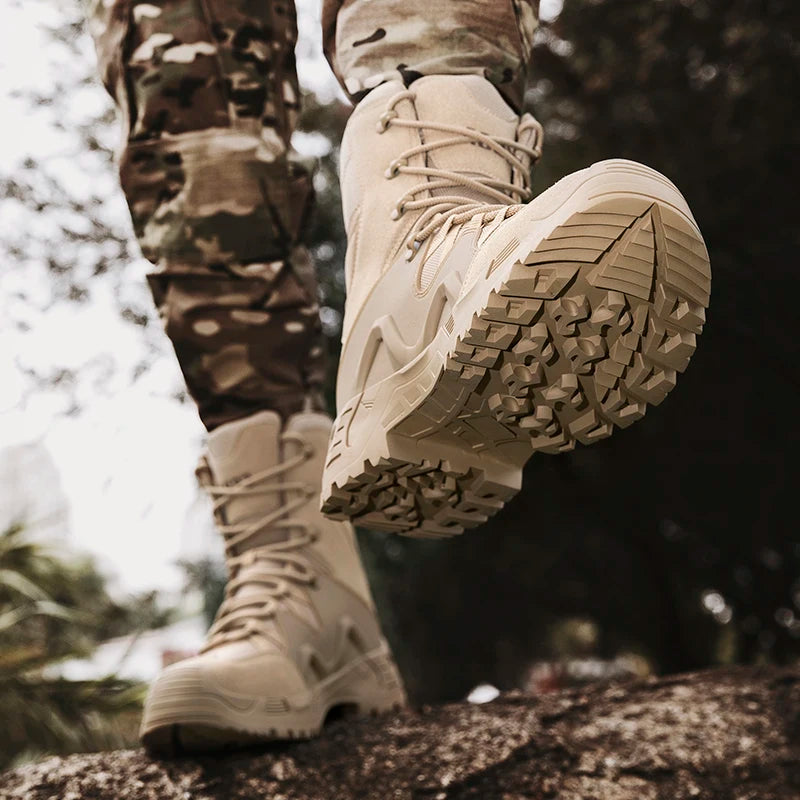 Men High-top Hiking Shoes Outdoor Shoes Non-Slip Casual Trekking Boots Hiking Boot Lace Up Hunting Tactical Trekking Sneakers
