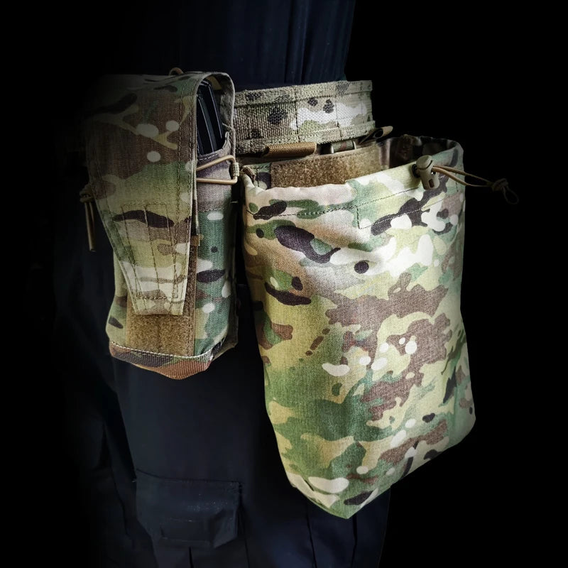 Tactical Dump Pouch Multicam Airsoft EDC Molle Foldable Pouch Gear Lower Hanging Recycling Storage Magazine  Abdominal Bag