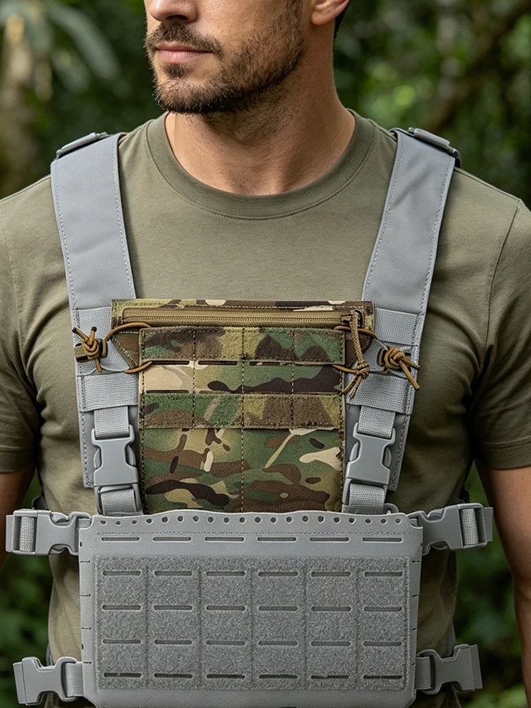 Outdoor Micro Front Panel Multi-Layer Tactic Chest Armor Management Panel for Diary Card Battery Utility Storage Pouches