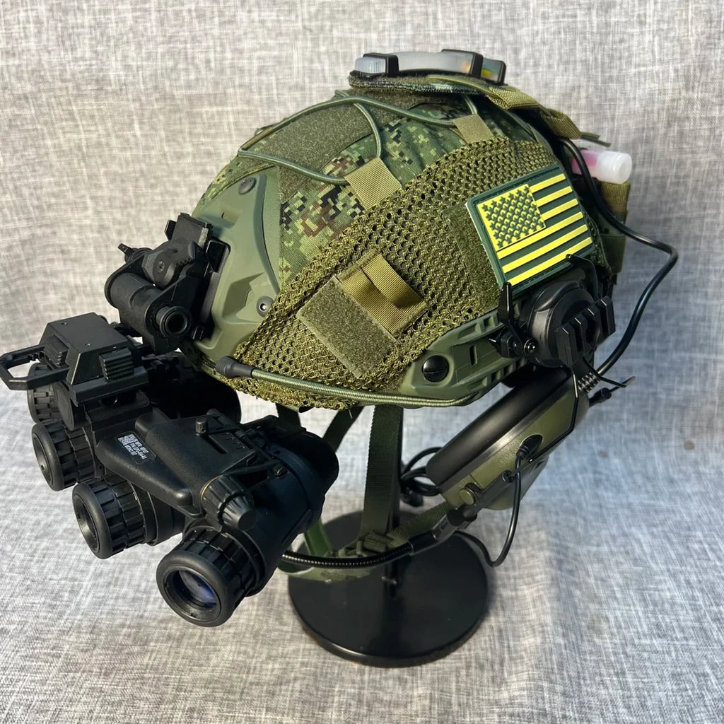 Tactical Fast Helmet Set with NVG Model Goggles Headset Cover Complete Combat Gear for Airsoft Paintball Hunting Cosplay