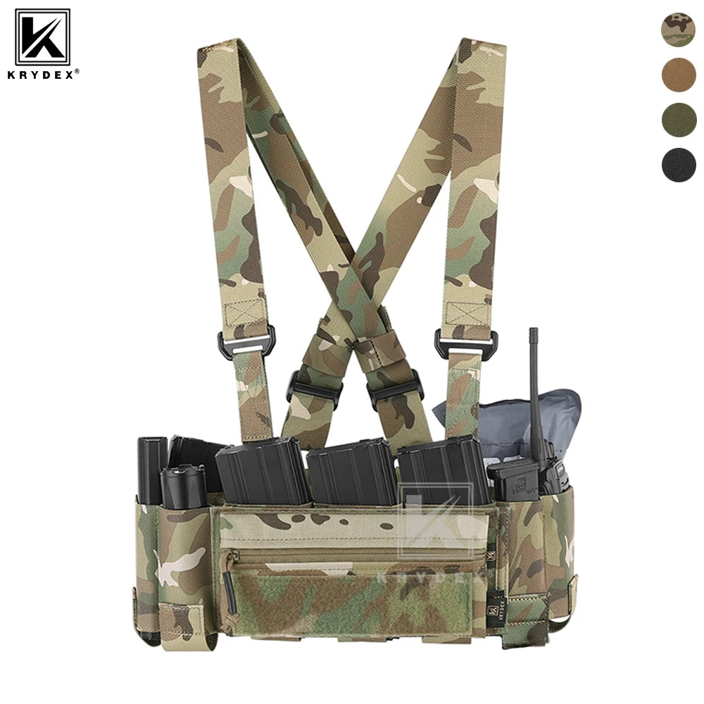 KRYDEX Tactical Ready Chest Rig Concealed Rig Elastic Cummerbund X Harness + Sticky GP Candy Pouch 5.56 Triple Magazine Pouch