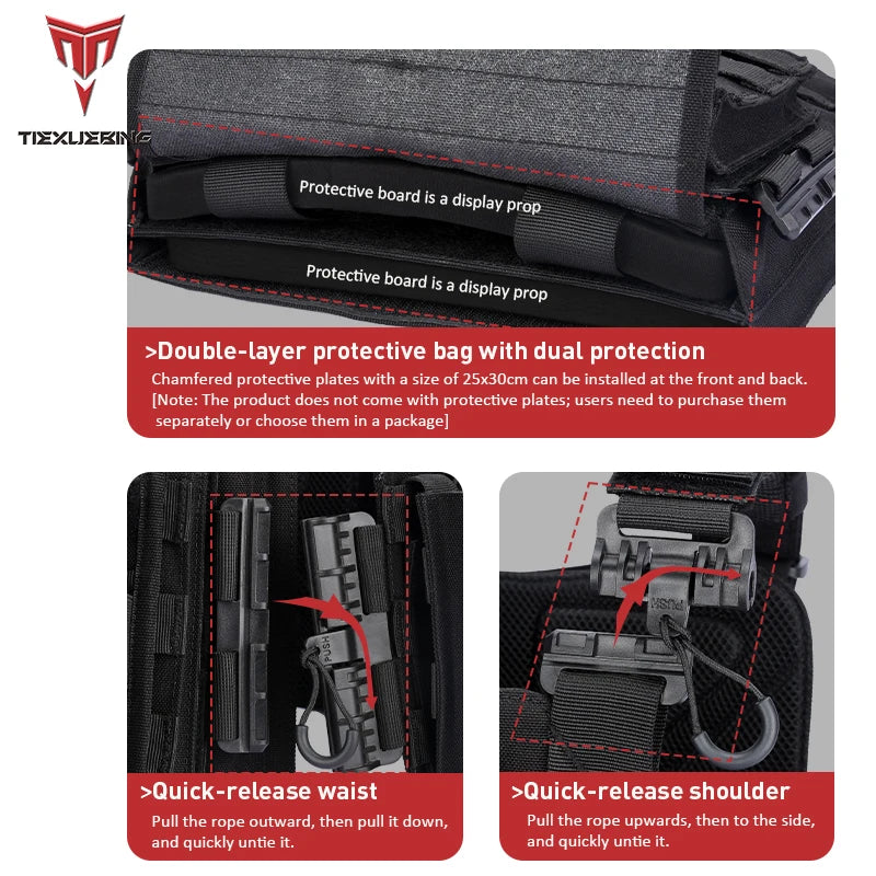 Quick-release Training Vest Training Vest Molle Multifunctional Outdoor Vest Equipment Plate Carrier Airsoft Tactical Vest