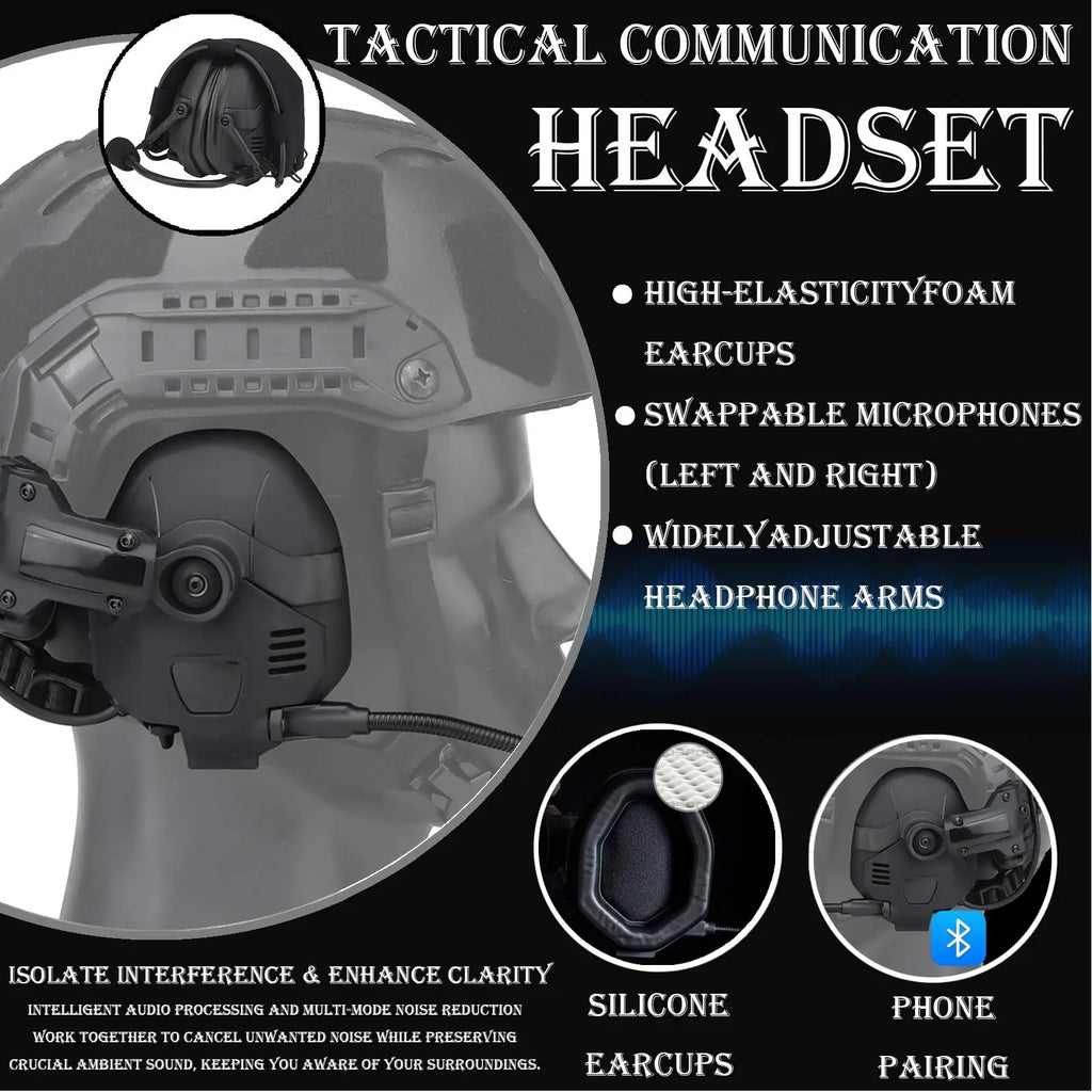 8-in-1 Tactical Fast Helmet Set with Headset & Goggles, Full Cover Military Airsoft Gear for Paintball Training and Cosplay