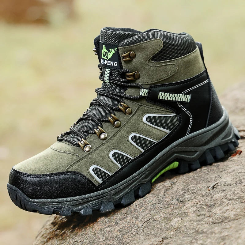 Men Hiking Boots High Top Anti Slip Winter Warm Comfort Plush Breathable Ankle Boots Outdoor Thick Sole Snow Boots for Man
