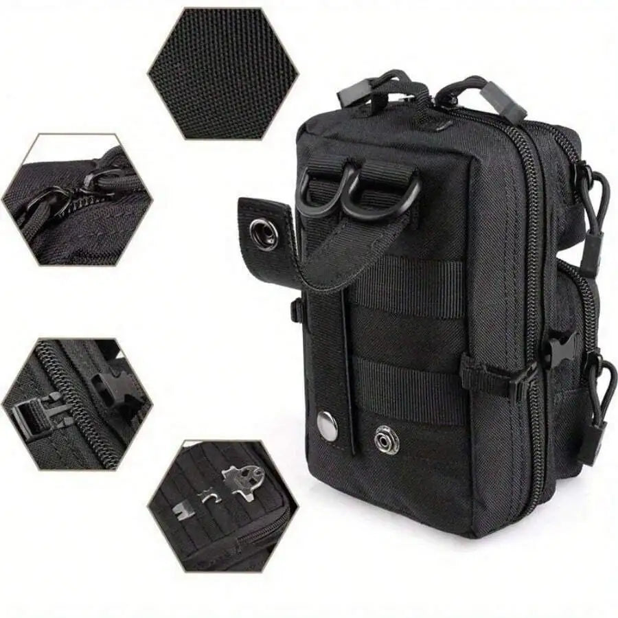 Tactical Molle Zippered Pouch EDC Waist Pack Medical IFAK Small Tool Bag for Hunting Hiking Fishing