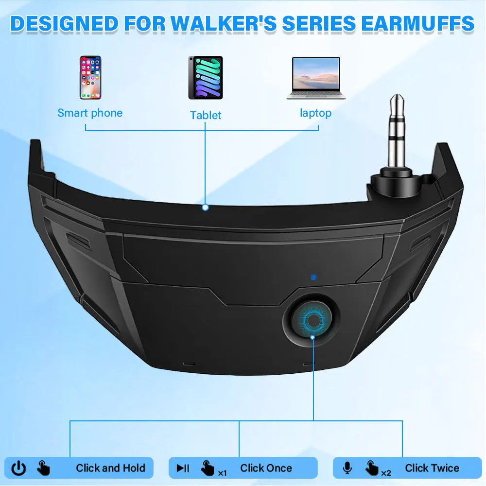 W1 Bluetooth Adapter Wireless Converter for WK Headphones Converts Wire-controlled to Wireless Earmuffs Pro Tactical Audio