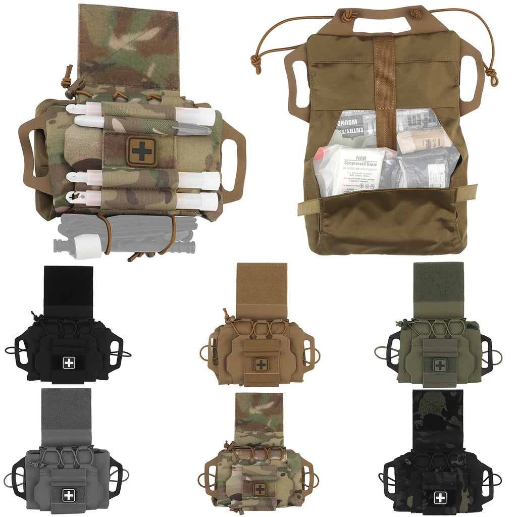 Rapid Deployment Modular IFAK Bag Quick-Release Hook&Loop Large Capacity First Aid Pouch with Side Glove Pocket