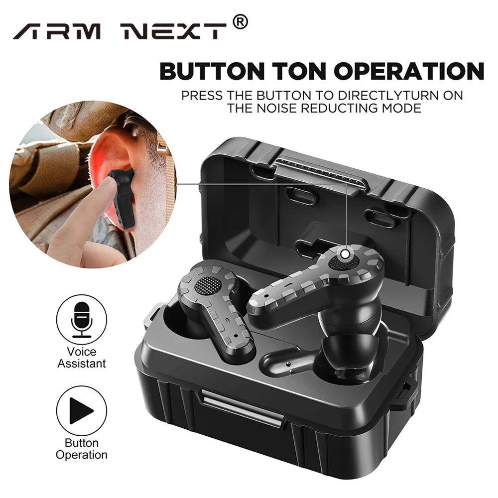 ARM NEXT Tactical Bluetooth Headset Anti Noise Earplugs NRR27dB Noise Cancelling for Shooting Hearing Protection Wireless